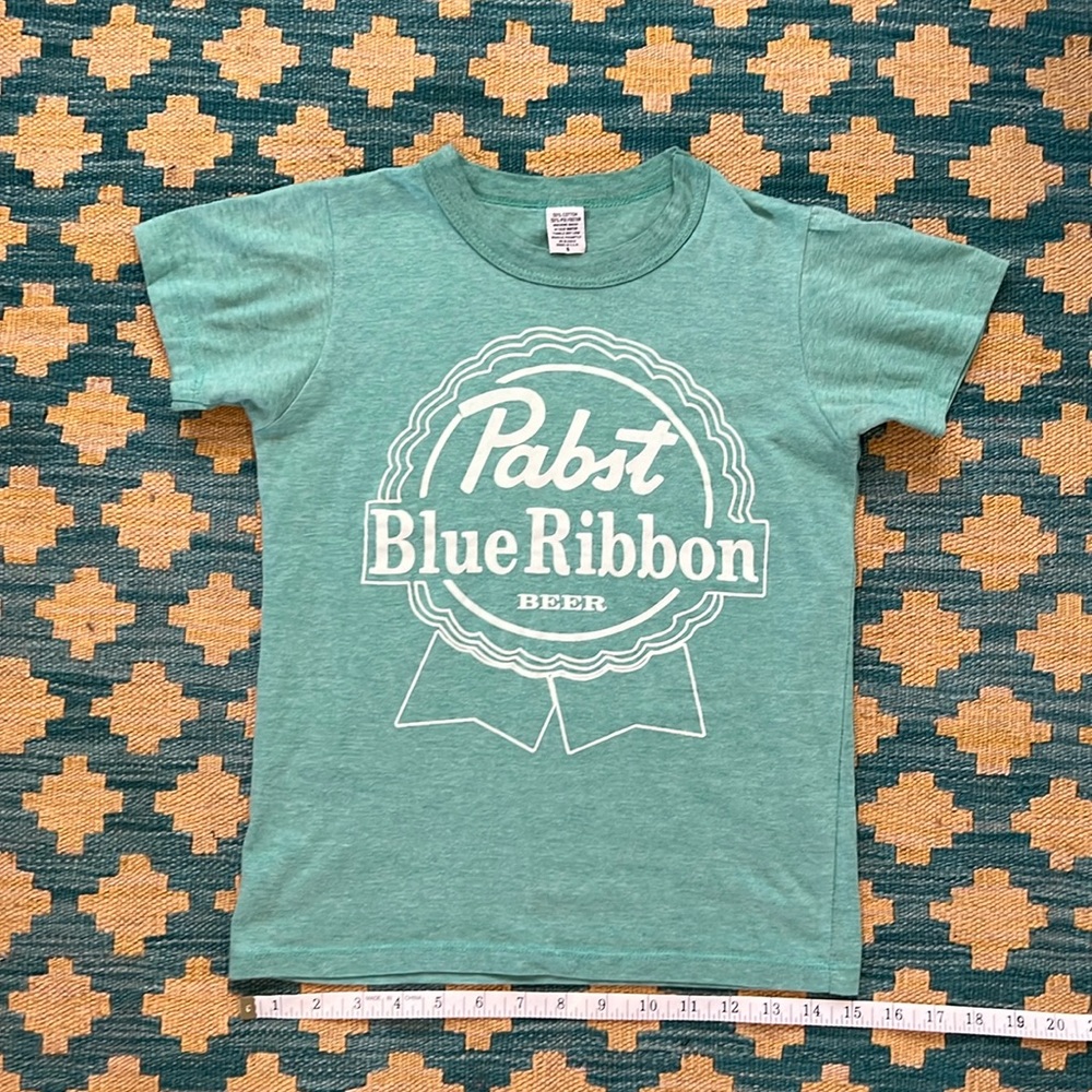 Vintage 90s Pabst Blue Ribbon green hipster t-shirt